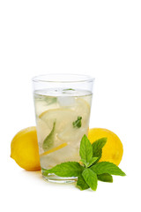Refreshing lemonade isolated on white background