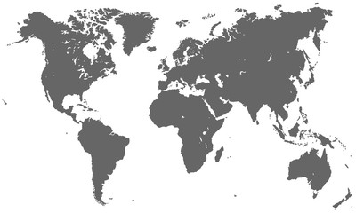 Fototapeta na wymiar Weltkarte in Dunkelgrau ohne Grenzen (hoher Detailgrad)