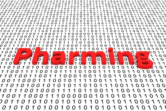 pharming in the form of binary code, 3D illustration
