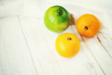 Whole and peeled tangerines