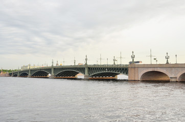 Fototapeta na wymiar Trinity Bridge and Neva River.