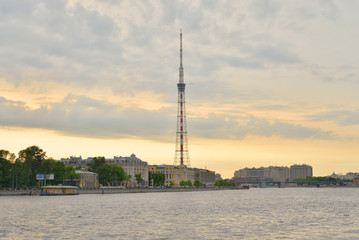 Fototapeta na wymiar Television tower and Aptekarskaya embankment in St.Petersburg.