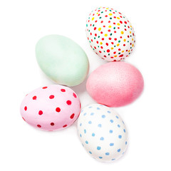 Easter eggs isolated  on white background  with copyspace. Happy Easter!.