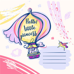 Hello little princess. Template ivitation for baby shower