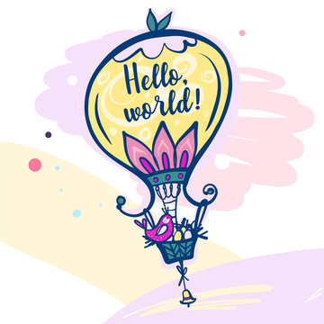 Ballon with text hello world