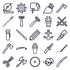 Set of 25 sharp outline icons