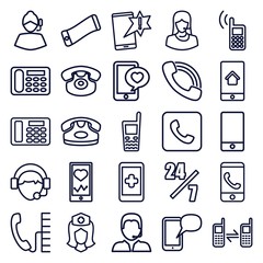 Set of 25 telephone outline icons