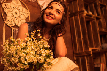 Young woman with bouquet