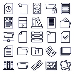 Set of 25 file outline icons