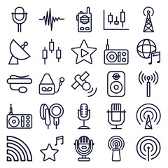Obraz premium Set of 25 radio outline icons