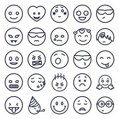 Set of 25 emotion outline icons