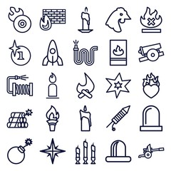 Set of 25 fire outline icons