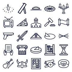 Set of 25 antique outline icons