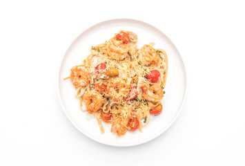 spaghetti with shrimps and tomatoes