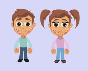 Boy and Girl with Rash Symptom