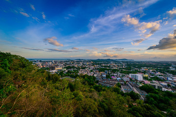 Khao Rang Viewpoint of Phuket city in sunset, Phuket province, Thailand