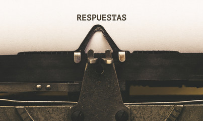Respuestas, Spanish text for Answers on vintage type writer from 1920s