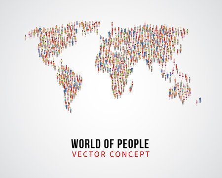 People global connection, earth population on world map vector concept
