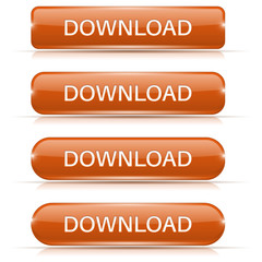 Fototapeta premium Download buttons. Orange shiny oval icons