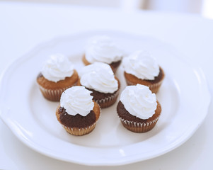 Close-up view of cup cakes on plate