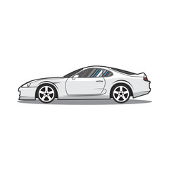 Vector cartoon japan sport car. Side view