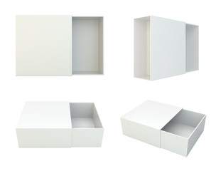 Blank set open box isolated on white background. 3d rendering