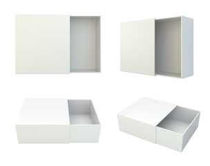 Blank set open box isolated on white background. 3d rendering