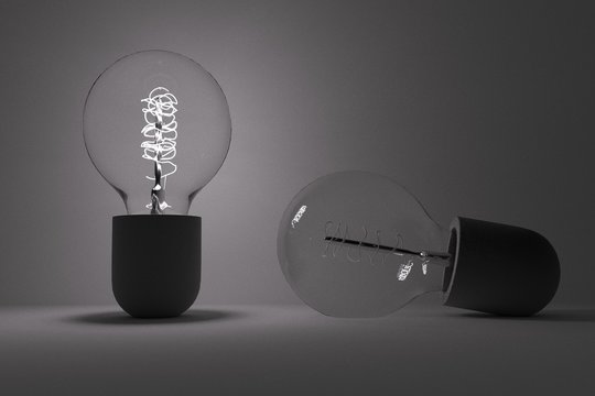 idea concept lightbulbs in grey background in 3D rendering