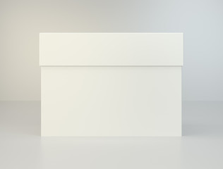White package box on gray background. 3d rendering