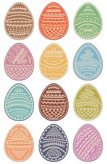 Set of colored Easter eggs. Vector illustration.