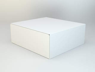 White package box on gray background. 3d rendering