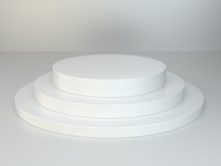 White round podium. Pedestal scene. 3D rendering