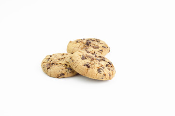 Home Baked Chocolate Chip Cookies On White Background Closeup