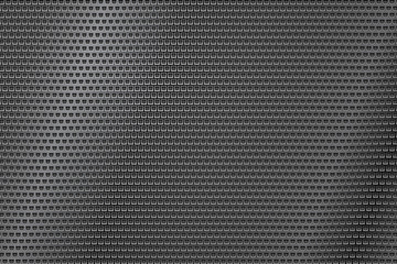 Dark metal perforated background with square holes. Abstract industrial surface