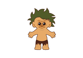 Troll cartoon character. Creepy icon on white background