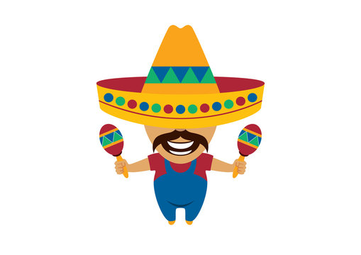 Mexican man cartoon character. Mexican vector. Mexican musician vector illustration