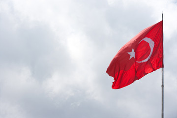 Turkish flag flying in the air