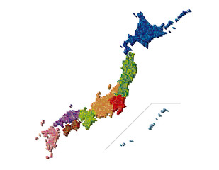 Obraz premium 日本地図 立体