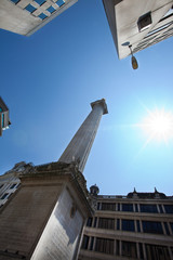 View from below of Monument, London, UK