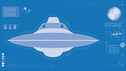 Blueprint illustration of UFO © Hakaba