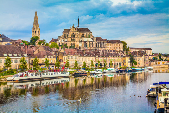 Historic town of Auxerre with Yonne river, Burgundy, France
