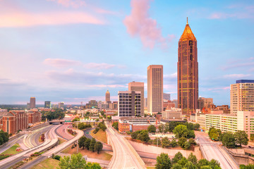 Skyline of Atlanta city at sunset