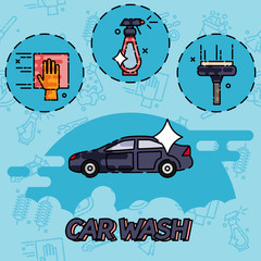 Car wash flat concept icons