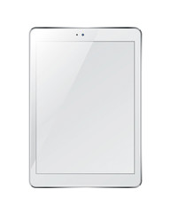 Realistic tablet pc computer with blank screen isolated on white background. 3D illustration.