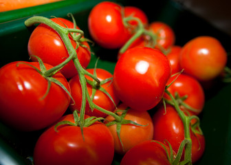 Fresh tomatoes in grocery store
