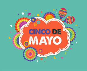 Cinco de mayo, Mexican fiesta banner and poster design with flags, decorations,