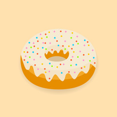 Sweet donut food with topping. Glazed pastry delicious snack, eat candy.