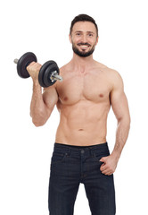 Fototapeta na wymiar Man with weights