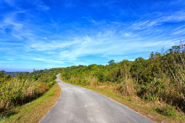 country road at the mountian in Thailand.
