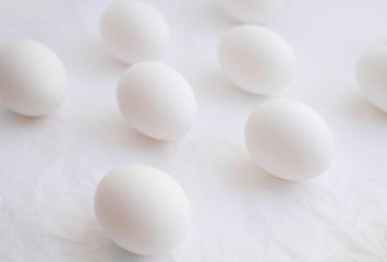 White eggs on a white background.